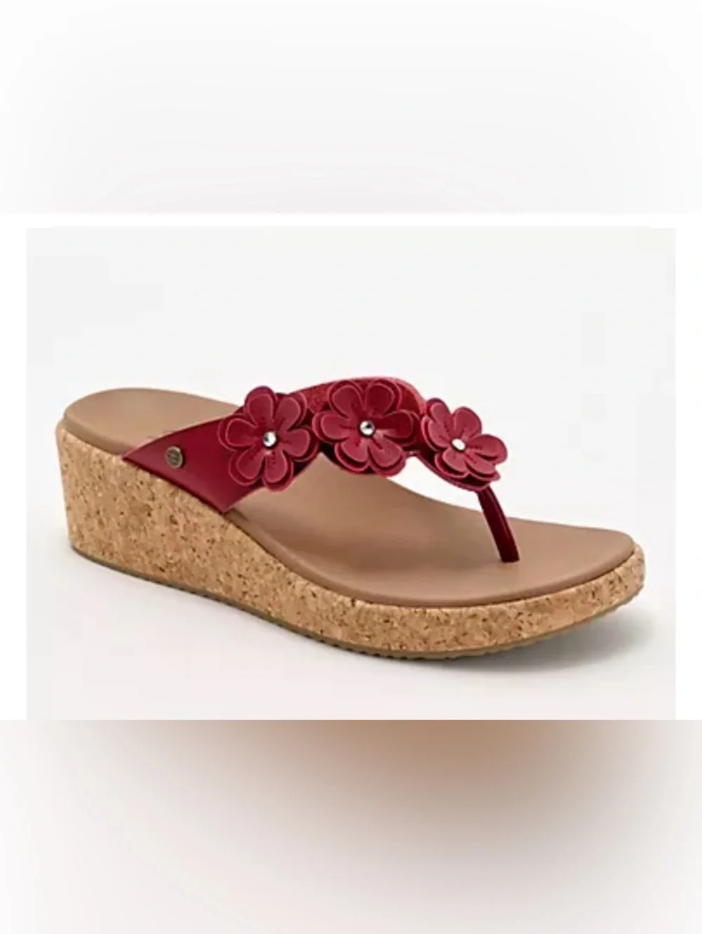 Sketchers Cali Arch Fit Floral Wedge Thong Sandal Red Size 8 NWT